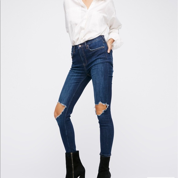 Free People Denim - High rise busted skinny jeans free people